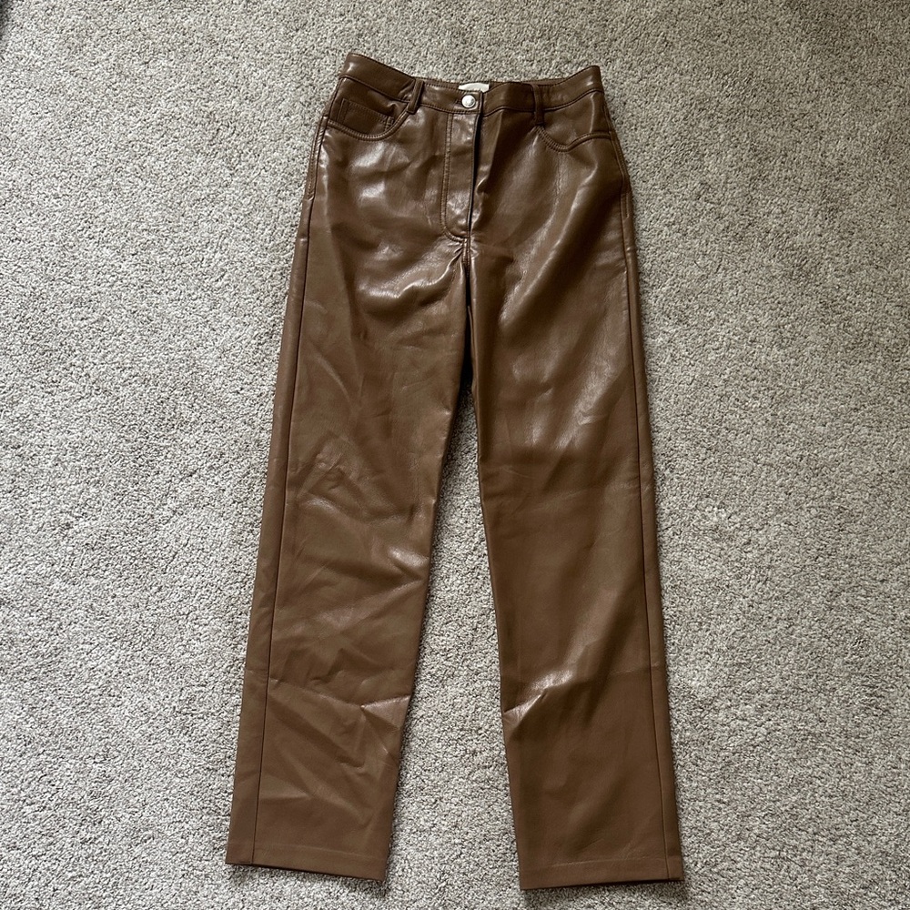 Aritzia Wilfred Brown Faux Leather Pants